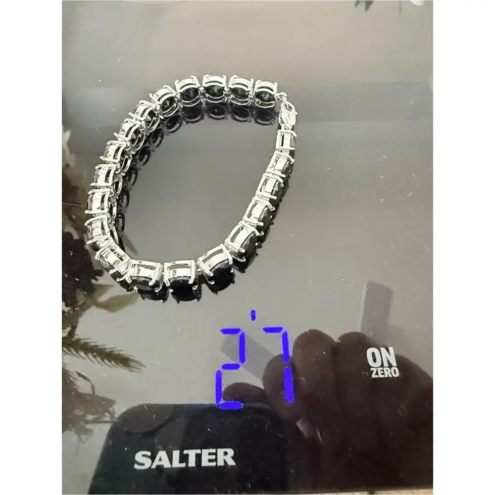 925 Sterling Silver Black Spinal Tennis Bracelet